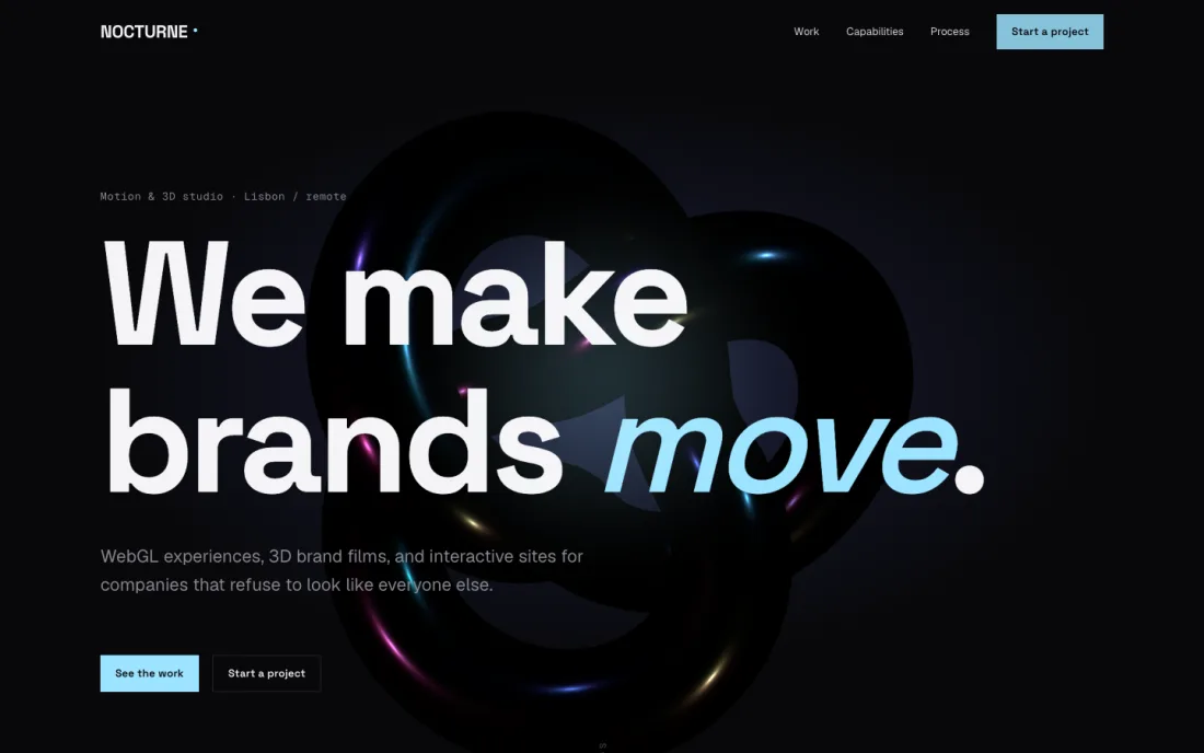 Nocturne, motion and 3D design studio site